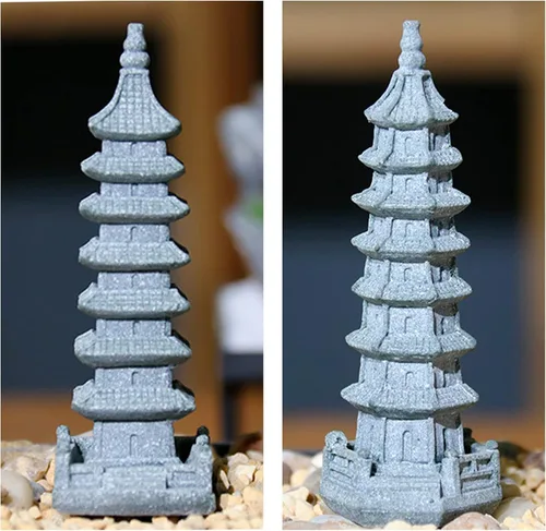 Vista 6 de Saihisday 3 piezas de mini escultura de piedra arenisca de pagoda, figuras de pagoda zen china para jardín, oficina, hogar, decoración de escritorio