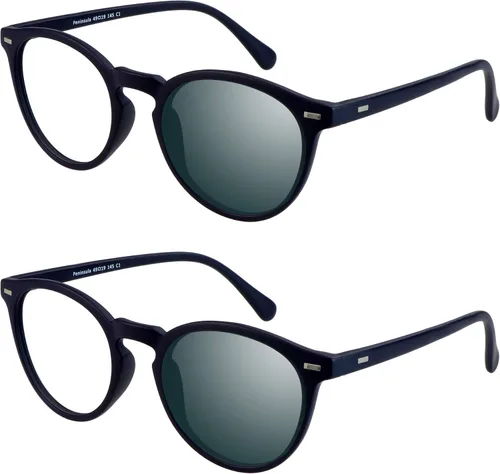 Vista 19 de YEIN - Lentes de lectura bifocales, lentes de sol grises fotocromáticos, para mujeres/hombres (azul marino, aumento de 0.00/+1.00)