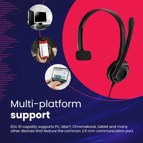 Vista 4 de EPOS - Auriculares USB mono USB para computadora con micrófono para aula, entrenamiento, centros de llamadas (paquete de 10) con paño de microfibra