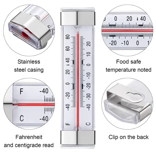Vista 5 de Termómetro de nevera de cocina, termómetro para refrigerador, termómetro de monitoreo, línea de refrigerador, paquete de 12 unidades, congelador