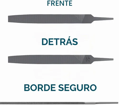 Vista 4 de Lima plana de corte medio de 6 pulgadas, dientes de corte doble, lima de mano de acero endurecido alto sin mango, adecuada para dar forma a madera