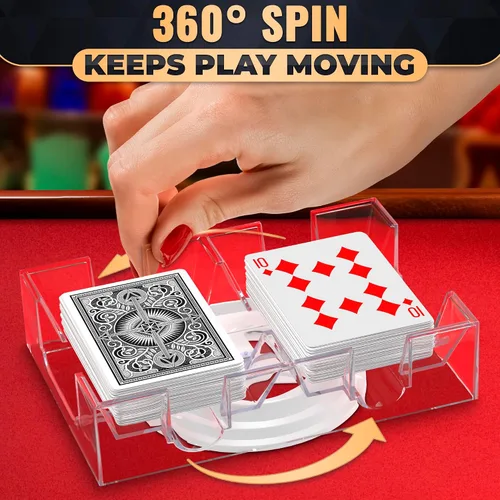 Vista 7 de Soporte de cartas giratorio 360° – Bandeja compacta de plástico para un fácil acceso, 2 cubiertas con rotación suave Organiza múltiples mazos