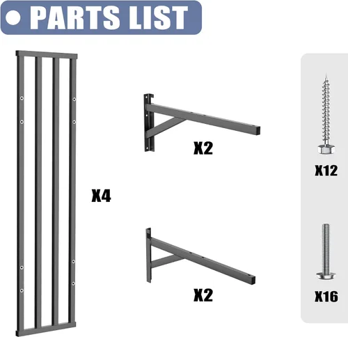 Vista 8 de WALMANN - Paquete de 2 estantes de pared resistentes, estante de pared de 2 Negro