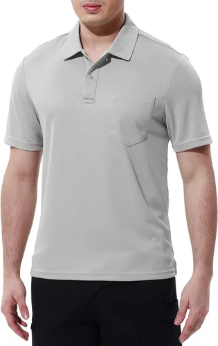 Vista 4 de TBMPOY Polo para hombre con bolsillo, manga corta, secado rápido, informal, para deportes al aire libre