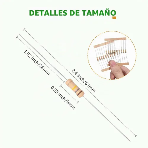 Vista 2 de 100Values - Juego de resistencias de película de carbono, 1000 unidades, 1/2 W, surtido de resistencias de película de carbono, 1 ohmio a 5.6 M