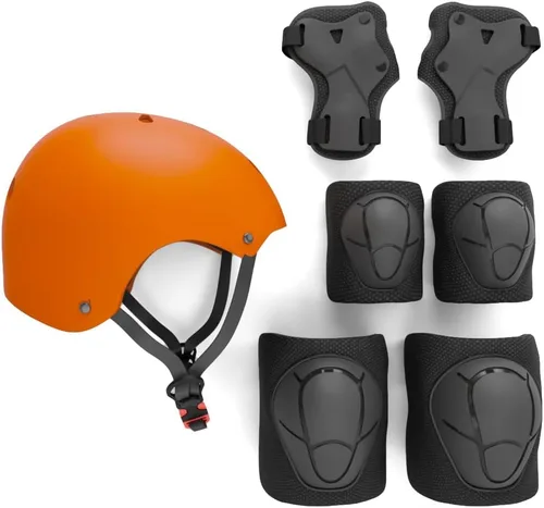 Vista 13 de Rude Boyz - Juego de almohadillas para casco de bicicleta, rodilleras, coderas, muñequeras para niños y niñas