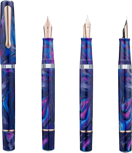 Vista 3 de Nahvalur Colección de plumas estilográficas Schuylkill (extrafinas (0.012 in), morado cíclido