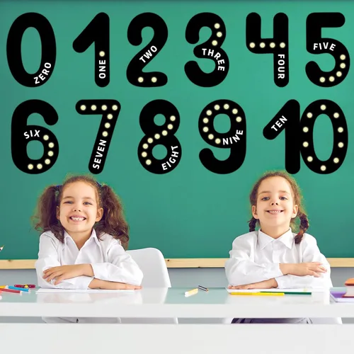 Vista 5 de Qyeahkj Tablón de anuncios de números gigantes, pósteres educativos de matemáticas para niños pequeños, maestros imprescindibles para el aula Negro