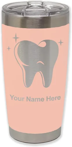 Vista 33 de LaserGram Vaso aislado al vacío de 20 onzas, con diente, grabado personalizado incluido (negro)
