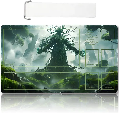 Vista 15 de Tapete de juego MTG cosido de alta calidad con zonas y parte trasera de goma antideslizante, tapete de juego TCG para MTG y otros juegos de cartas