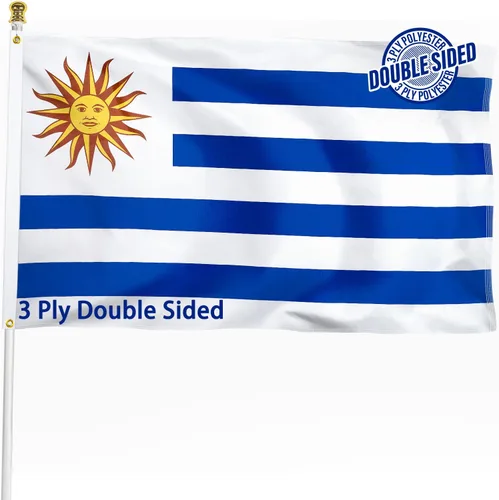 Vista 12 de Bandera de Nicaragua de 3 x 5 pies para exteriores, bandera nacional nicaragüense, bandera nacional nicaragüense, doble cara de 3 capas de poliéster