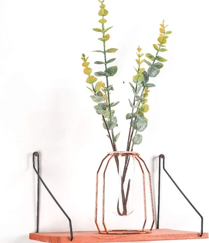 Vista 8 de Fydun Transparent Hydroponic Plant Vase Flowerpot Desktop Home Decoration Gold Wide Range of Uses (Rose Gold)