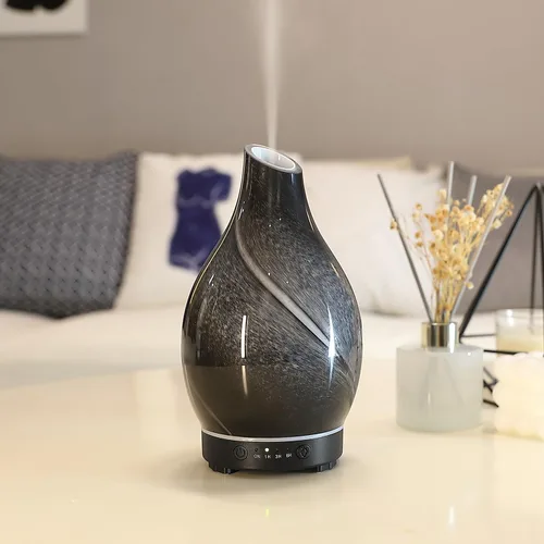 Vista 10 de Difusor de aceite esencial soplado a mano de vidrio, difusor de aromaterapia - difusor de aroma ultrasónico de niebla fría, silencioso con apagado