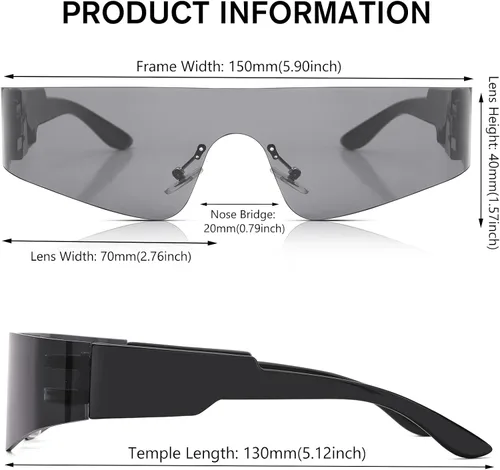 Vista 5 de SCVGVER Gafas de sol futuristas de moda sin montura para mujeres y hombres Cyberpunk visera gafas de sol deportivas gafas de moda