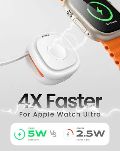 Vista 4 de VRURC Estación de carga 3 en 1 para Apple, Qi2.2 25W Cargador inalámbrico Blanco