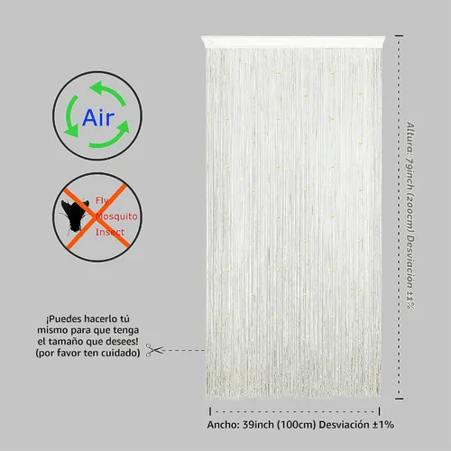 Vista 5 de YaoYue Cortina de hilos para umbral, cortinas de puerta, divisor de ambientes con flecos estilo boho hippie para colgar en patio, dormitorio