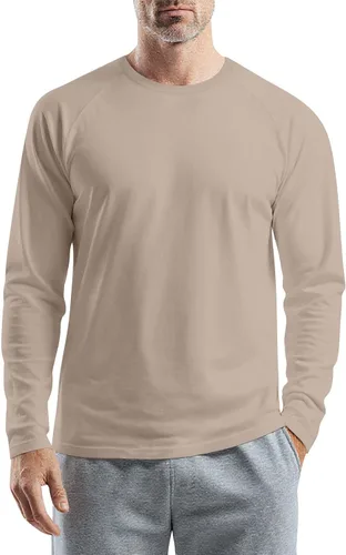 Vista 27 de Camisetas para hombre, manga larga, color sólido, cuello redondo, camisetas básicas informales, M-3XL