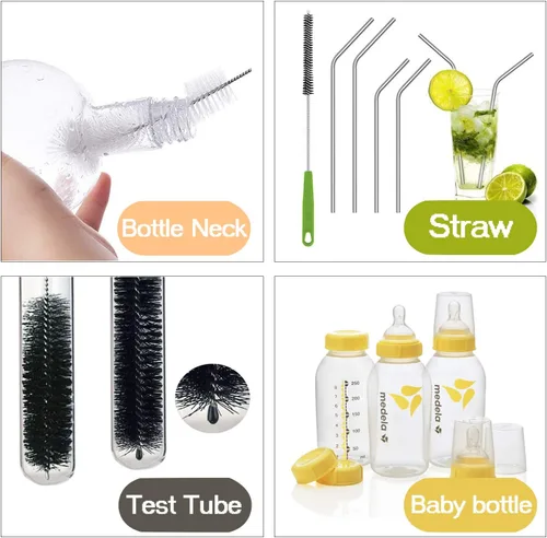Vista 3 de Haomaomao Cepillo para botellas, cepillos de limpieza de botellas de agua Juego de brochas de 7 piezas