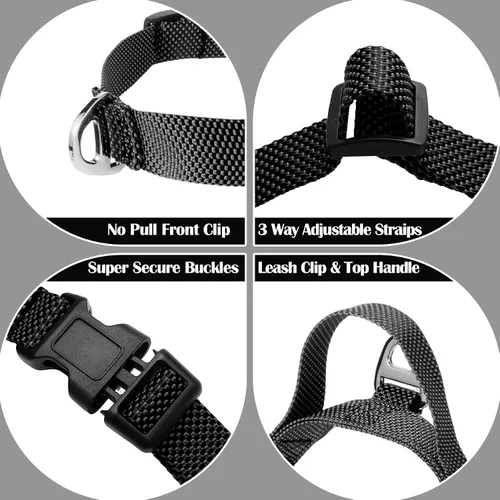 Vista 4 de Annchwool Arnés para perro sin tirones con clip frontal y asa de fácil control, arnés ajustable para el vientre y el pecho y correa para perros