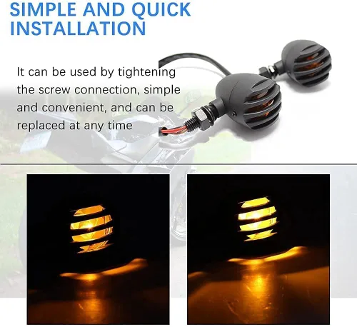 Vista 3 de DREAMIZER Señales de giro universales para motocicleta, luz indicadora de conducción negra, lámpara de freno para motos de motor y ATV - luz ámbar