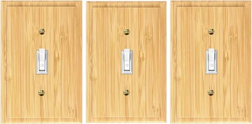 Vista 24 de Placa de interruptor de luz de palanca simple de madera maciza de 4.8 x 3.14 pulgadas, cubierta de interruptor de luz de calidad de madera cruda