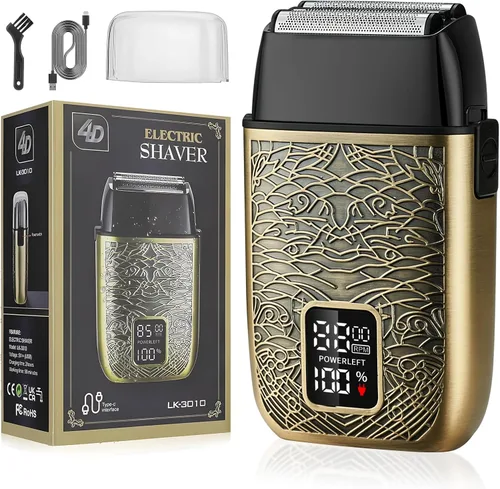 Vista 9 de Afeitadoras de aluminio para hombre, recortadoras de barba para hombres profesionales, afeitadoras eléctricas para hombres, afeitadora de bigote