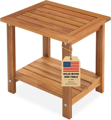 Vista 10 de VICTORY RELAX Mesa de acento Adirondack negra para exteriores – Mesa auxiliar de madera de acacia resistente a la intemperie con almacenamiento
