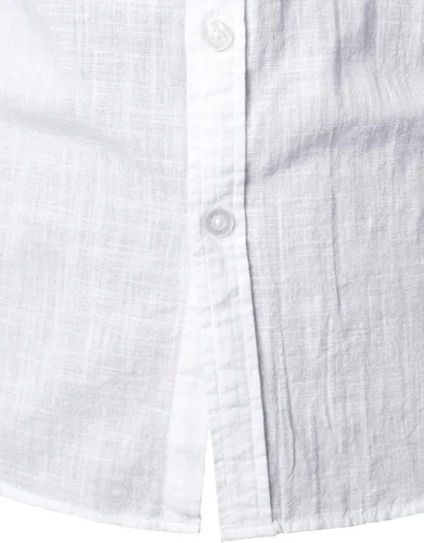 Vista 6 de ZEROYAA Camisas de manga corta con botones y algodón y lino para hombre, ligeras, con bolsillo