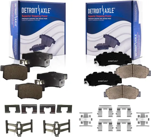 Vista 139 de Detroit Axle - Pastillas de freno para Ford F-150 99-03, 02 Lincoln Blackwood, Pastillas de freno de cerámica delanteras y traseras con repuesto