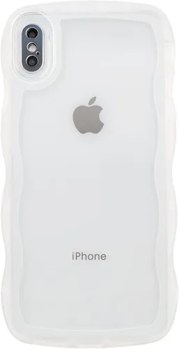 Vista 135 de SKYLMW Funda compatible con iPhone 12 Pro, diseño de ondas rizadas kawaii, borde chapado de lujo, elegante parte trasera transparente brillante, TPU