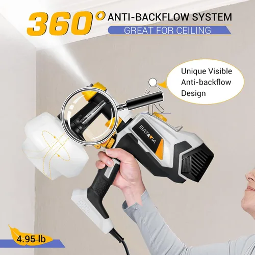 Vista 4 de BATAVIA - Pulverizador de pintura eléctrico HVLP, 40.6 fl. oz, potencia de 700W, 4 boquillas y 3 patrones de pulverización, ideal para hogar