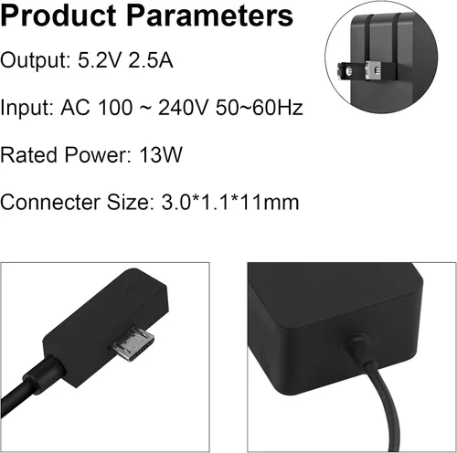 Vista 3 de Cargador Surface 3 13W 5.2V 2.5A Adaptador de Corriente CA Cargador de Cable de Reemplazo para Microsoft Surface 3, Modelo 1623 1624 1645 Tablet