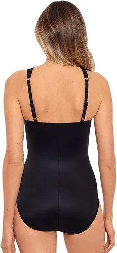 Vista 3 de Miraclesuit Traje de baño de una pieza para mujer, estilo roca, unicolor europeo, asimétrico, con aros