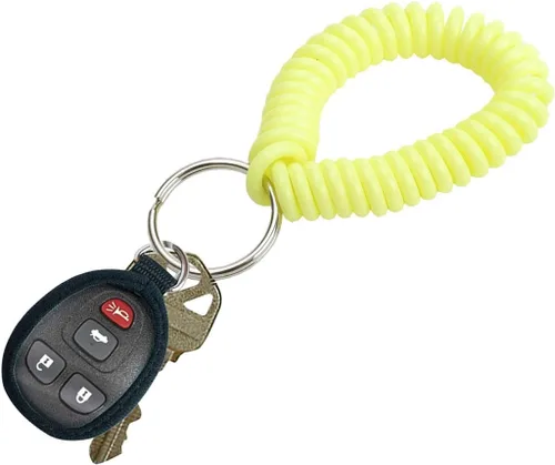 Vista 15 de Lucky Line - Resorte de muñeca en espiral de 2 pulgadas de diámetro con llavero de acero, multicolor, pulsera flexible para muñeca, se estira hasta