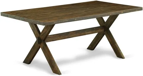 Vista 15 de East West Furniture VT026 Mesa de comedor estilo V – una mesa de cocina rectangular con patas elegantes, 36 x 60 pulgadas, multicolor