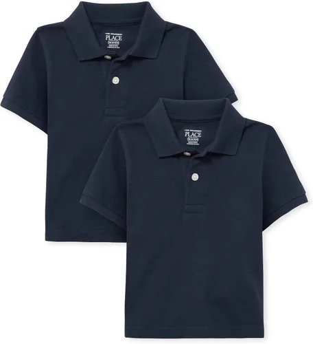 Vista 27 de The Children's Place - Camisa polo de manga corta para bebés y niños pequeños Negro/Blanco 2