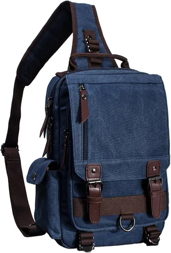 Vista 10 de Mygreen bolsa cruzada de lona, mochila de viaje Verde militar