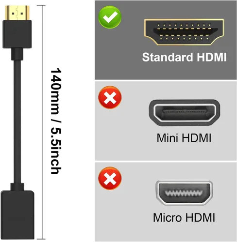 Vista 7 de VCE Paquete de 2 adaptadores HDMI macho a hembra giratorios HDMI extensión convertidor chapado en oro para Google Chrome Cast, Roku Streaming Stick
