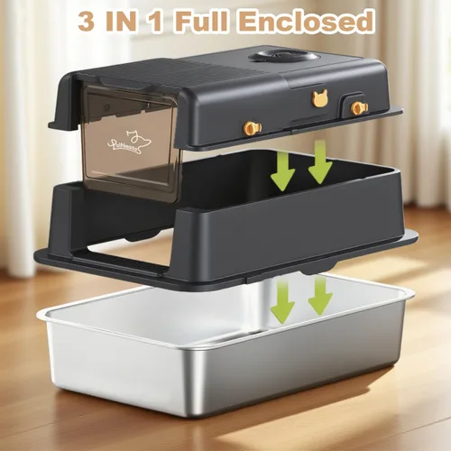 Vista 5 de L8 Max-XXXL - Caja de arena de acero inoxidable con tapa, 28 pulgadas de largo x 20.5 pulgadas de ancho x 17.4 pulgadas de alto, caja de arena