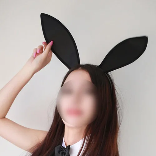 Vista 8 de Frcolor - Diadema con orejas de conejo de Pascua con orejas de conejo o de fiesta para cosplay Negro