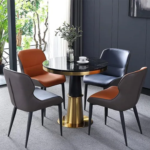 Vista 2 de Dining Chairs Modern Mid Century, Kitchen Dining Chairs Upholstered Back Chair Accent Chairs for Office, Steel Frame Leg Makeup Chair, Bedroom /Beige