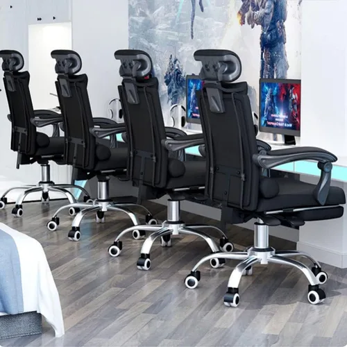 Vista 2 de Silla de oficina giratoria de altura ajustable, reposabrazos con soporte lumbar, silla de computadora, sillas ejecutivas ergonómicas