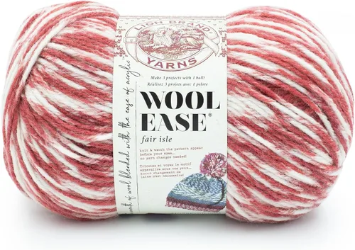 Vista 16 de Lion Brand Yarn - Ovillo de lana Wool Ease Fair Isle, hilo para tejer, color beige/oliva, 1 unidad Worsted Weight Wool Acrylic Blend Knit &