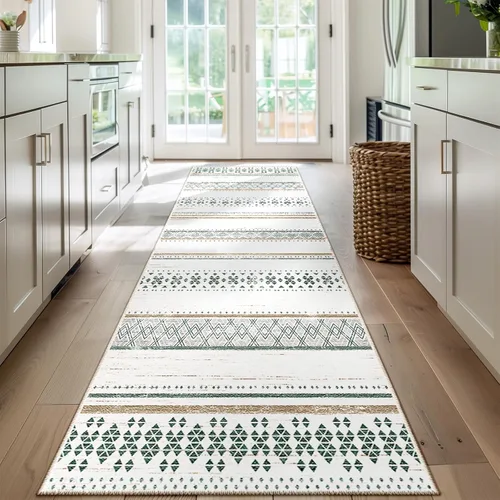Vista 45 de BESTSWEETIE Alfombras de área de 2 x 3 pies para sala de estar, lavables, marroquíes, rústicas, geométricas neutrales, de pelo bajo