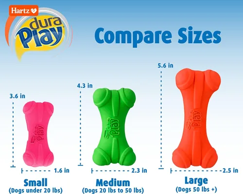Vista 4 de Hartz DuraPlay Bone - Juguete chirriante de látex para perro, grande, paquete de 3