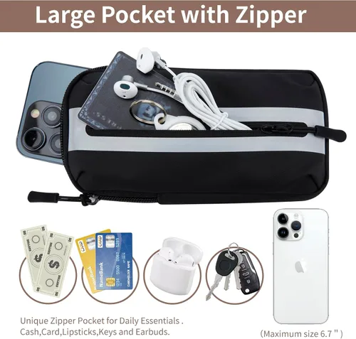 Vista 3 de Prime Comfort Brazalete para teléfono para correr, bandas para iPhone para ejercicio, bandas de brazo para correr para teléfono celular, monedero