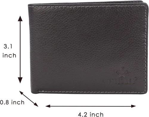 Vista 2 de FINELAER Cartera plegable de cuero para tarjetas de crédito para hombres Gris Moderno