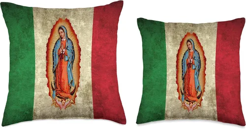 Vista 3 de Virgin Mary Accessories Co Nuestra Señora Virgen De Guadalupe - Almohada con bandera mexicana, 16.0 x 16.0 in, multicolor