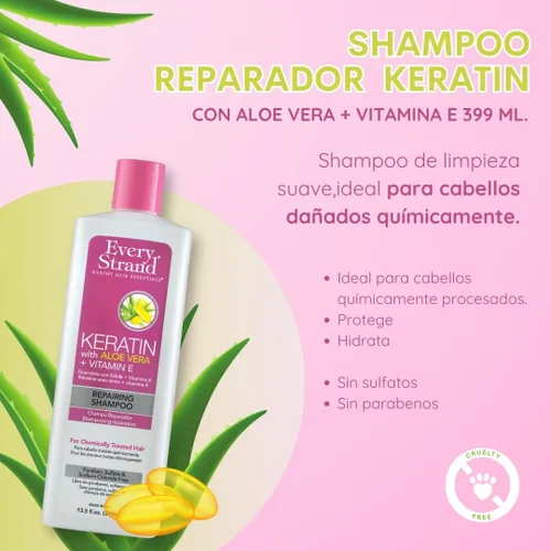 Vista 6 de Every Strand Champú reparador de queratina, 13.5 onzas líquidas, 13.5 onzas