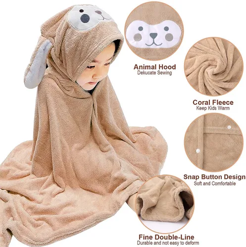 Vista 3 de Visen Toalla con capucha de alta calidad para niños, toalla de baño para niños de tamaño grande de 28 x 55 pulgadas, toalla con capucha ultrasuave